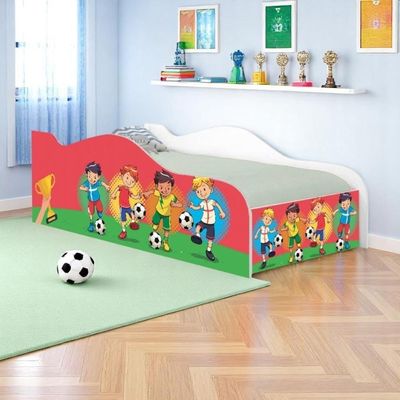 Cama Carro Fun Adesivada Futebol Meninos Solteiro