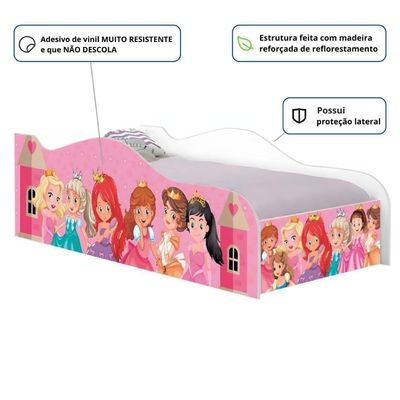 Cama Carro Fun Adesivada Princesas Solteiro