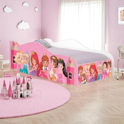 Cama Carro Fun Adesivada Princesas Solteiro