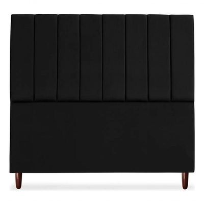 Cabeceira De Cama Box Carla Casal 140 Cm Suede Preto Eli Móveis E Decoração