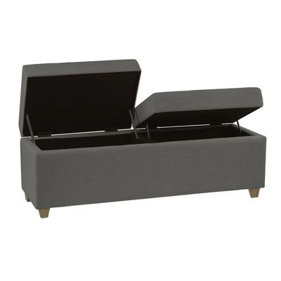 Canto Alemão Recamier Bau + Painel Madri 140cm Suede Cinza - Inova Decor