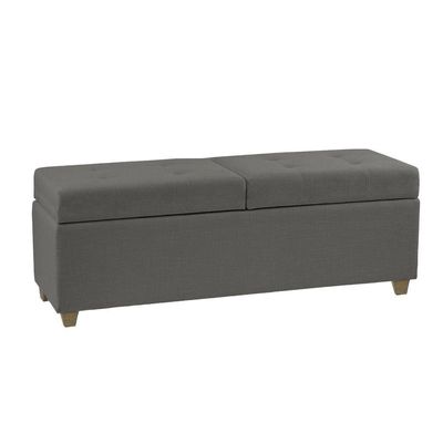 Canto Alemão Recamier Bau + Painel Madri 140cm Suede Cinza - Inova Decor