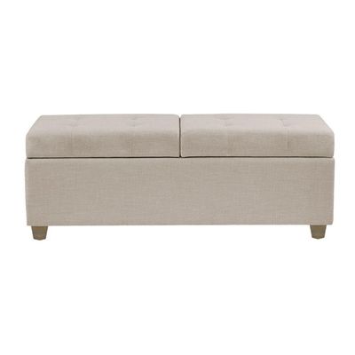 Canto Alemão Recamier Bau + Painel Madri 120cm Linho Bege - Inova Decor