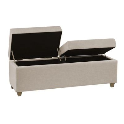 Canto Alemão Recamier Bau + Painel Madri 120cm Linho Bege - Inova Decor