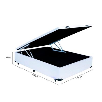 Cama Box Baú Casal Sintético Branco Com Colchão Espuma D33 Marrocos 30cm