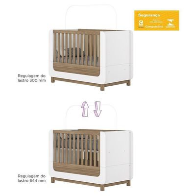 Berço Americano Mini Cama Aconchego Branco-jequitibá Com Colchão Supreme - Móveis Henn