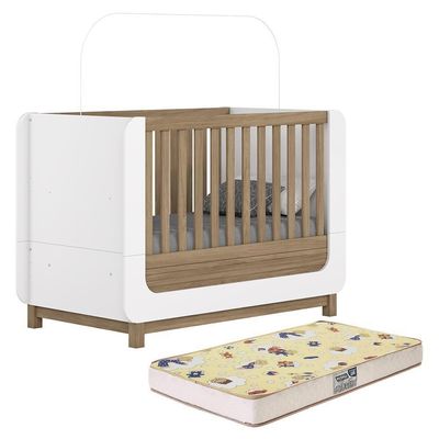 Berço Americano Mini Cama Aconchego Branco-jequitibá Com Colchão Supreme - Móveis Henn
