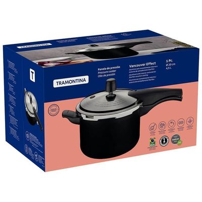 Panela De Pressão Tramontina Vancouver Effect Revestimento Antiaderente Starflon Max Preto 20cm 4,5l