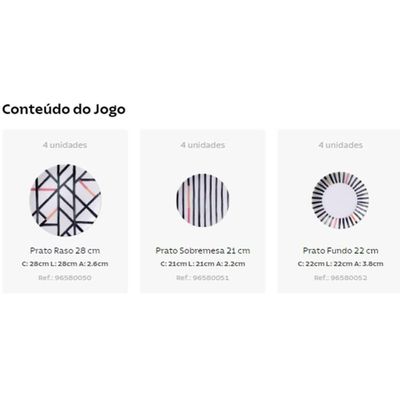 Jogo De Pratos Tramontina Street Em Porcelana Decorada 12 Peças - 96589029