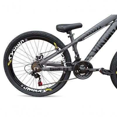 Bicicleta aro26 Vikingx Tuff Câmbios Shimano 21v Freeride FreioDisco aroVmaxx Pneu Flame CinzaPreto