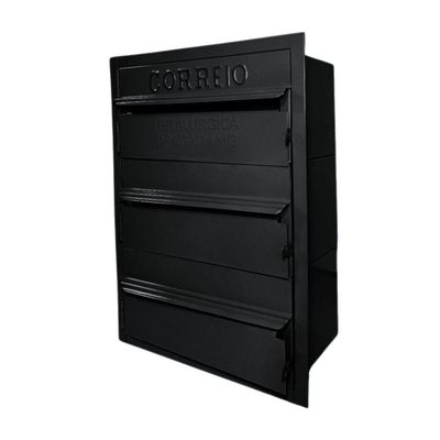 Caixa De Correios Cinza E Preta 3 Módulos Tamanho 15x25x36cm Aço Preto