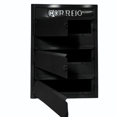 Caixa De Correios Cinza E Preta 3 Módulos Tamanho 15x25x36cm Aço Preto