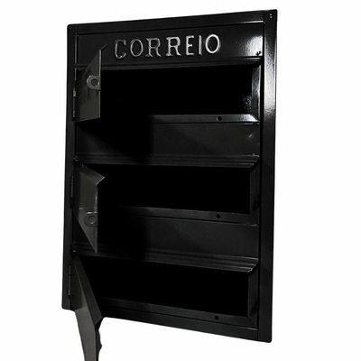 Caixa De Correios Cinza E Preta 3 Módulos Tamanho 15x25x36cm Aço Preto