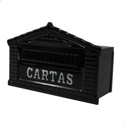 Caixa De Correio Tijolinho Popular 12x25 Para Muro Preta com cinza
