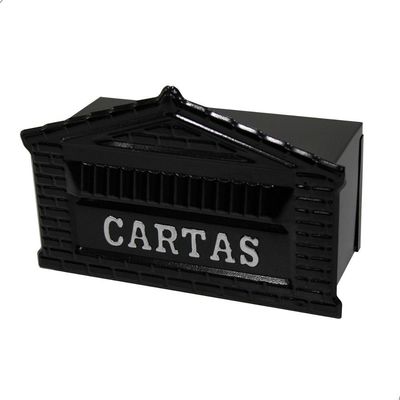 Caixa De Correio Tijolinho Popular 12x25 Para Muro Preta com cinza