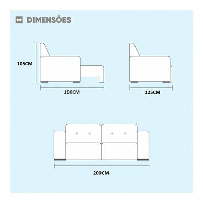 Sofá Venus 2 Lugares Retrátil 2.00m Zara Bege