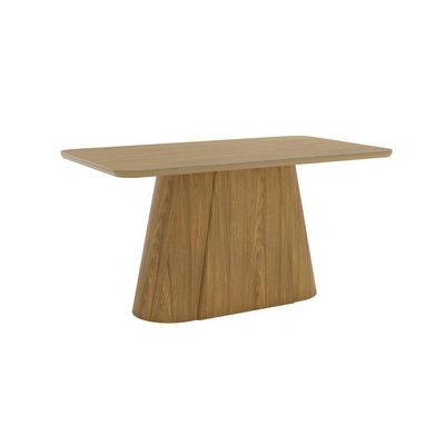 Mesa Olívia 6 Lug Tampo 160cm C Vidro Canto Arredondado Nature