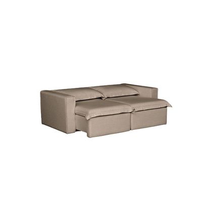 Sofá Cama Casal Retrátil E Reclinável Em Linho Sofatec Bronze