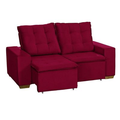 Sofá 3 Lugares Com Molas Retrátil E Reclinável Vermelho
