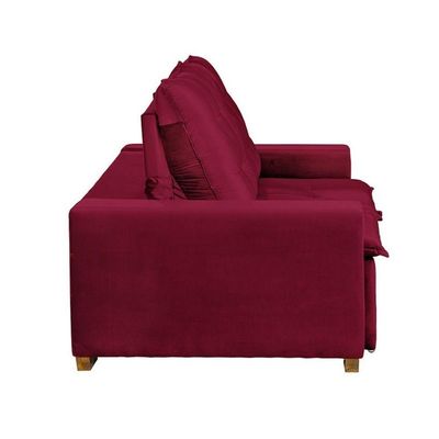 Sofá 3 Lugares Com Molas Retrátil E Reclinável Vermelho