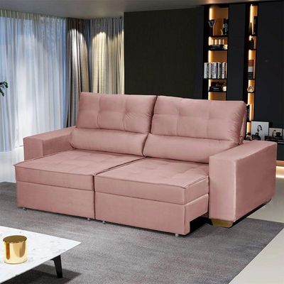 Sofá Baú San Marino Retrátil E Reclinável 3 Lugares Sofatec Rose