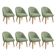 Kit 08 Cadeiras Poltrona De Jantar Estofada Luna Boucle Pés Palito Castanho - Pallazio Cor Verde Pistache