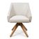 Kit 8 Poltronas Giratórias Alana Suede Bege Base De Madeira - Pallazio