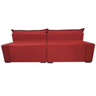 Sofá Retrátil E Reclinável 2,55m Molas Ensacadas Cama Inbox Elegance Com Thermogel Velusoft Vermelho