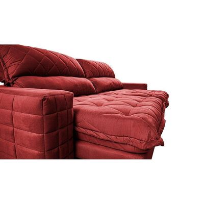 Sofá Retrátil E Reclinável 2,55m Molas Ensacadas Cama Inbox Elegance Com Thermogel Velusoft Vermelho