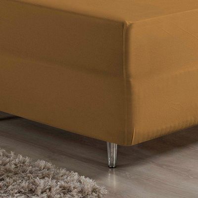 Lençol Com Elástico Solteiro Nobre 1 Peça Luva De Box 55cm De Altura Malha 100% Algodão - Cobre