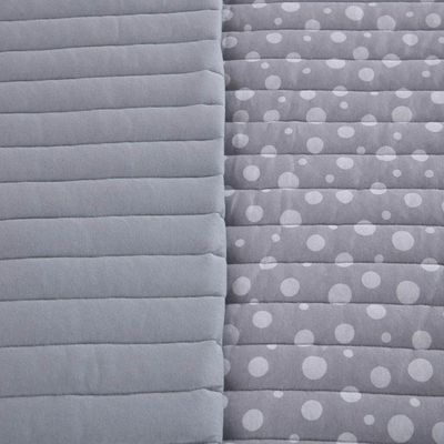 Kit Cobre Leito Colcha Polly King 3 Peças Malha 100% Algodão Estampa Bolinhas - Cinza