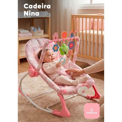 Cadeira De Descanso Musical Galzerano Nina Até 18kg Rosa