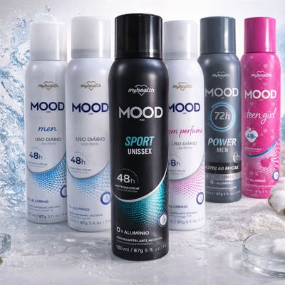 Kit 10 Desodorantes Antitranspirantes Mood 150ml 0% Alumínio Proteção 48h Uso Diário