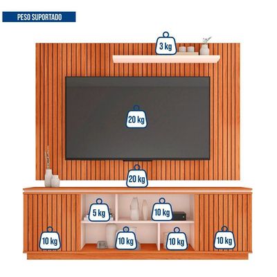 Rack Com Painel Falcon Tv Até 70 Polegadas Caemmun Marrom