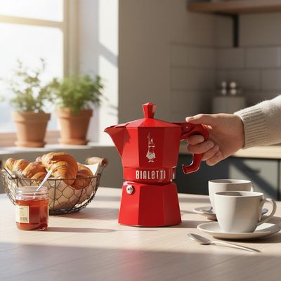 Cafeteira Italiana Bialetti Moka Express 3 Xícaras: Edição Exclusive Vermelha e Design Retrô