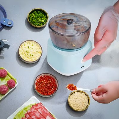 Mini Processador Elétrico Moedor Alimentos USB Azul