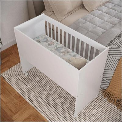 Mini Berço Moisés Multifuncional Vira Mesa, Aparador E Escrivaninha MDF Branco