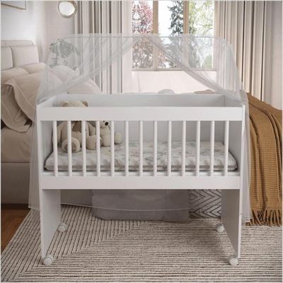 Mini Berço Moisés Multifuncional Vira Mesa, Aparador E Escrivaninha MDF Branco