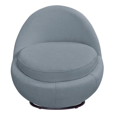 Poltrona Orgânica Kaira Giratória Bouclé Azul Claro - Nexta Casa
