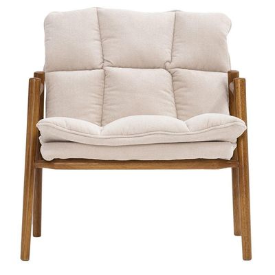 Poltrona Hermes Base Madeira Castanho Bouclé Off White - Nexta Casa