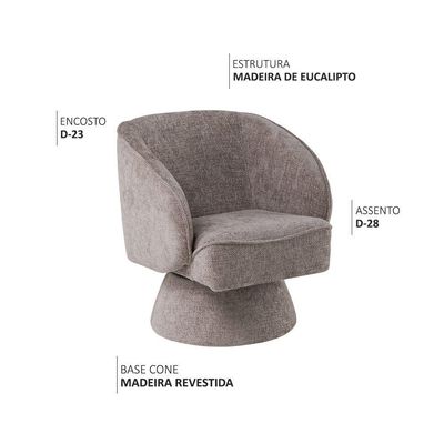 Poltrona Decorativa Agnes Base Fixa Linhão Aveludado Cáqui - Nexta Casa