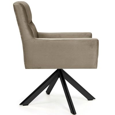Cadeira Para Sala Angel Giratória Eiffel Preto Veludo Marrom Claro - Nexta Casa