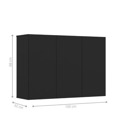 Armário Aéreo Aliex 03 Portas Preto