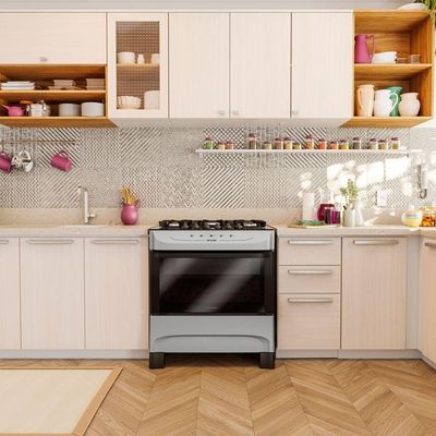 Fogão Mueller Titânio 5 Bocas Com Mesa De Vidro Mfv5bb
