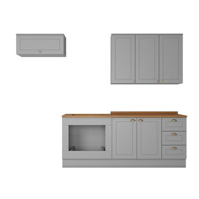 Cozinha Compacta Com Balcão Forno De Embutir Amy Casa 812 Cinza