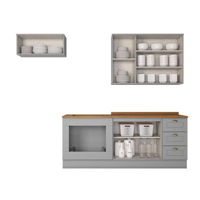 Cozinha Compacta Com Balcão Forno De Embutir Amy Casa 812 Cinza