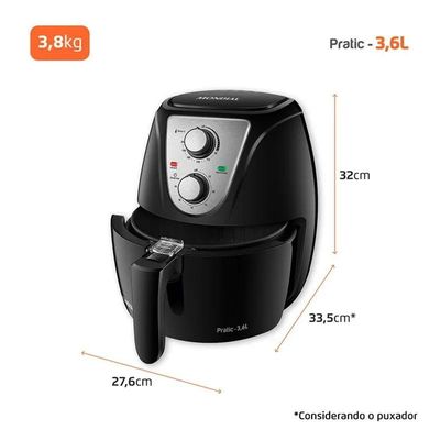 Fritadeira Sem óleo Air Fryer Pratic 3,6l Mondial 1500W Af36bi Preto 220V