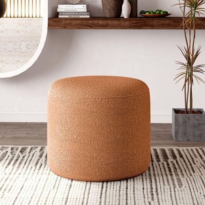 Puff Orgânico Ello Design Sofisticado Em Tecido Bouclé Italiano Terracota