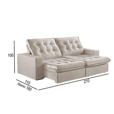 Sofá 2 Lugares Retrátil E Reclinável Martins M-165 Veludo Creme