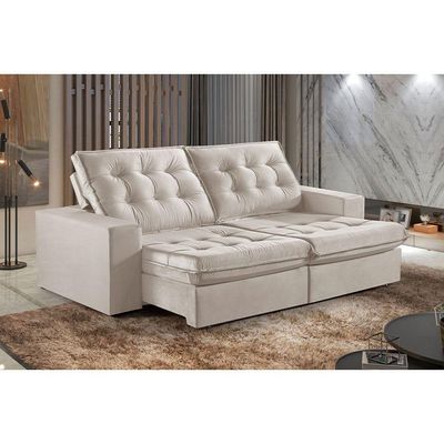Sofá 2 Lugares Retrátil E Reclinável Martins M-165 Veludo Creme